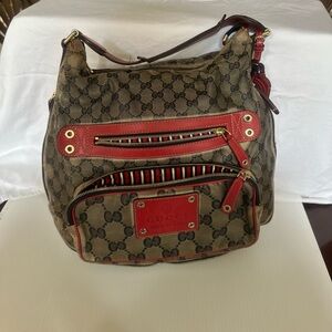 Gucci navy, brown and Red Shoulder Bag with GG Monogram